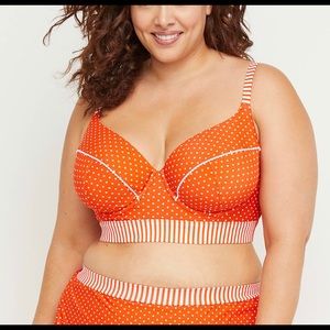 Mixed print longline bikini top